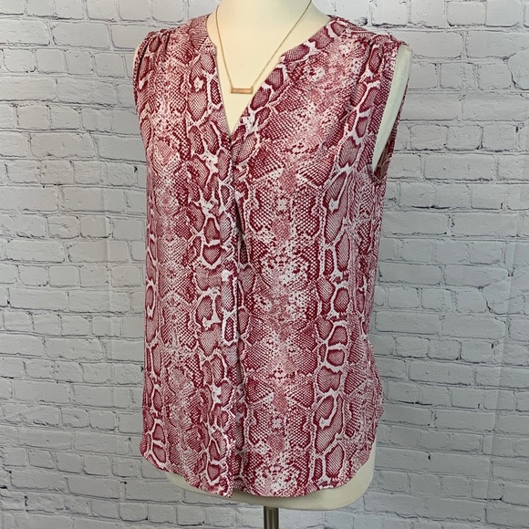 Chelsea & Theodore Tops - Chelsea & Theodore Pink Python Sleeveless Top Med